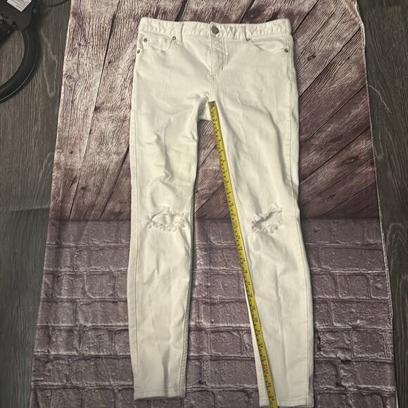 Free People White Skinny Denim Jeans Casual Size 27 Classic Boho Festival Costal - Picture 7 of 8